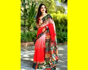 Stone and Digital Print Saree with Blouse Piece
