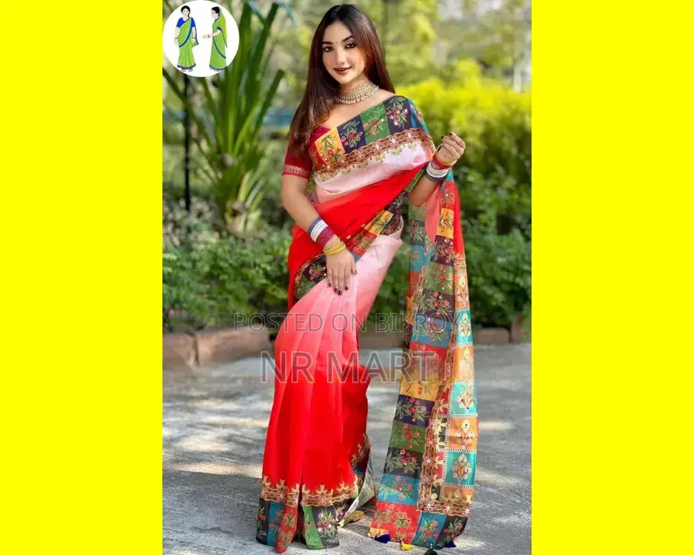 Stone and Digital Print Saree with Blouse Piece