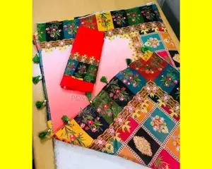 Stone and Digital Print Saree with Blouse Piece