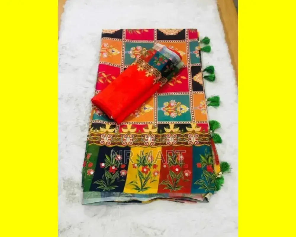 Stone and Digital Print Saree with Blouse Piece