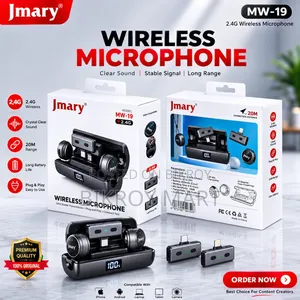 Jmary MW-19 নয়েজ ক্যানসেলেশন ডুয়াল ওয়্যারলেস মাইক্রোফোন