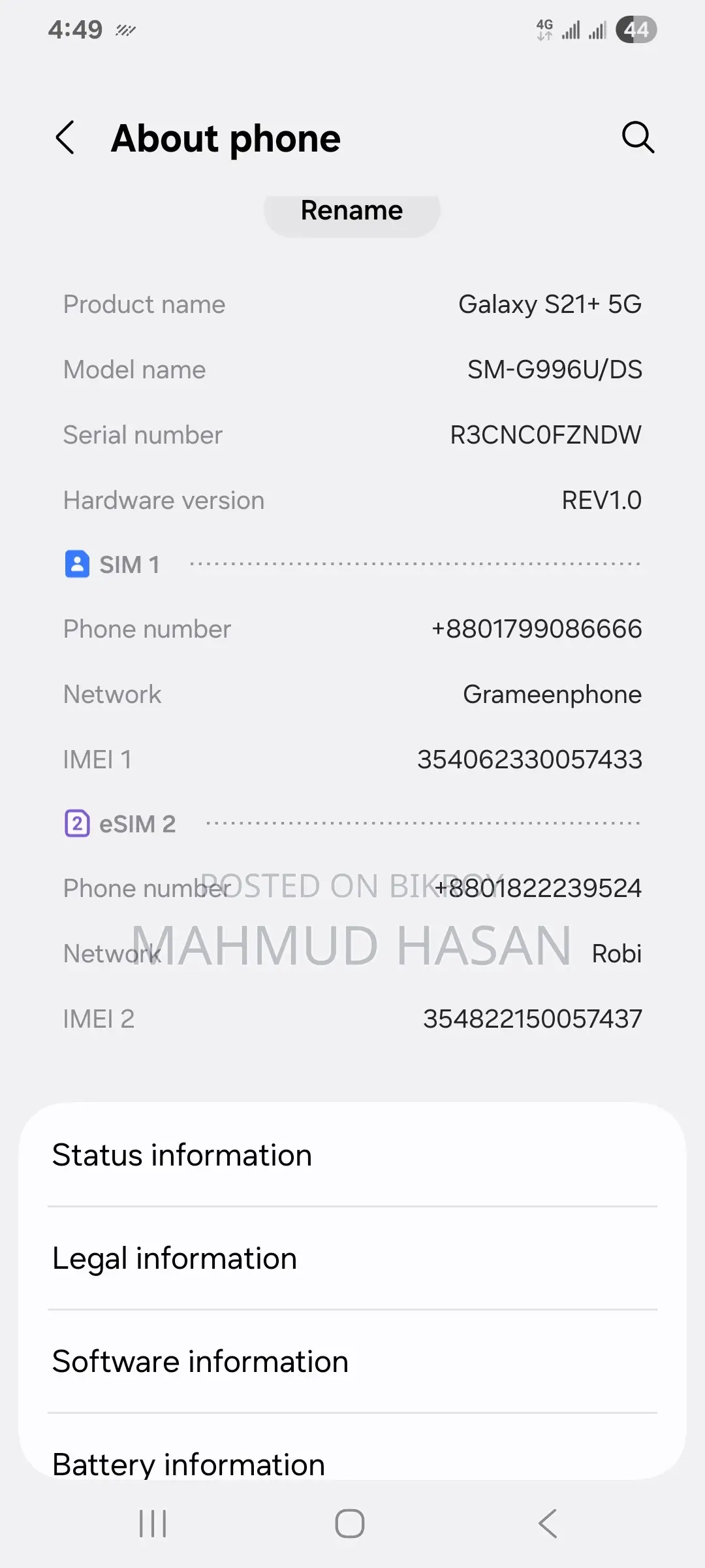 Samsung Galaxy S21+ 5G 128 GB Gray