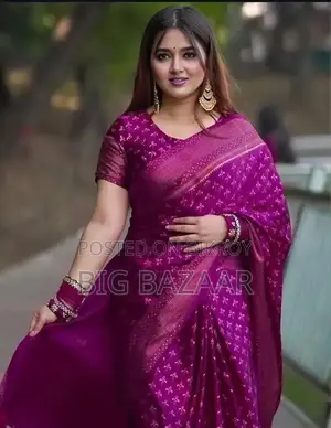 জাপানি সিল্ক স্কিন প্রিন্ট শাড়ি উইথ ব্লাউজ পিস
