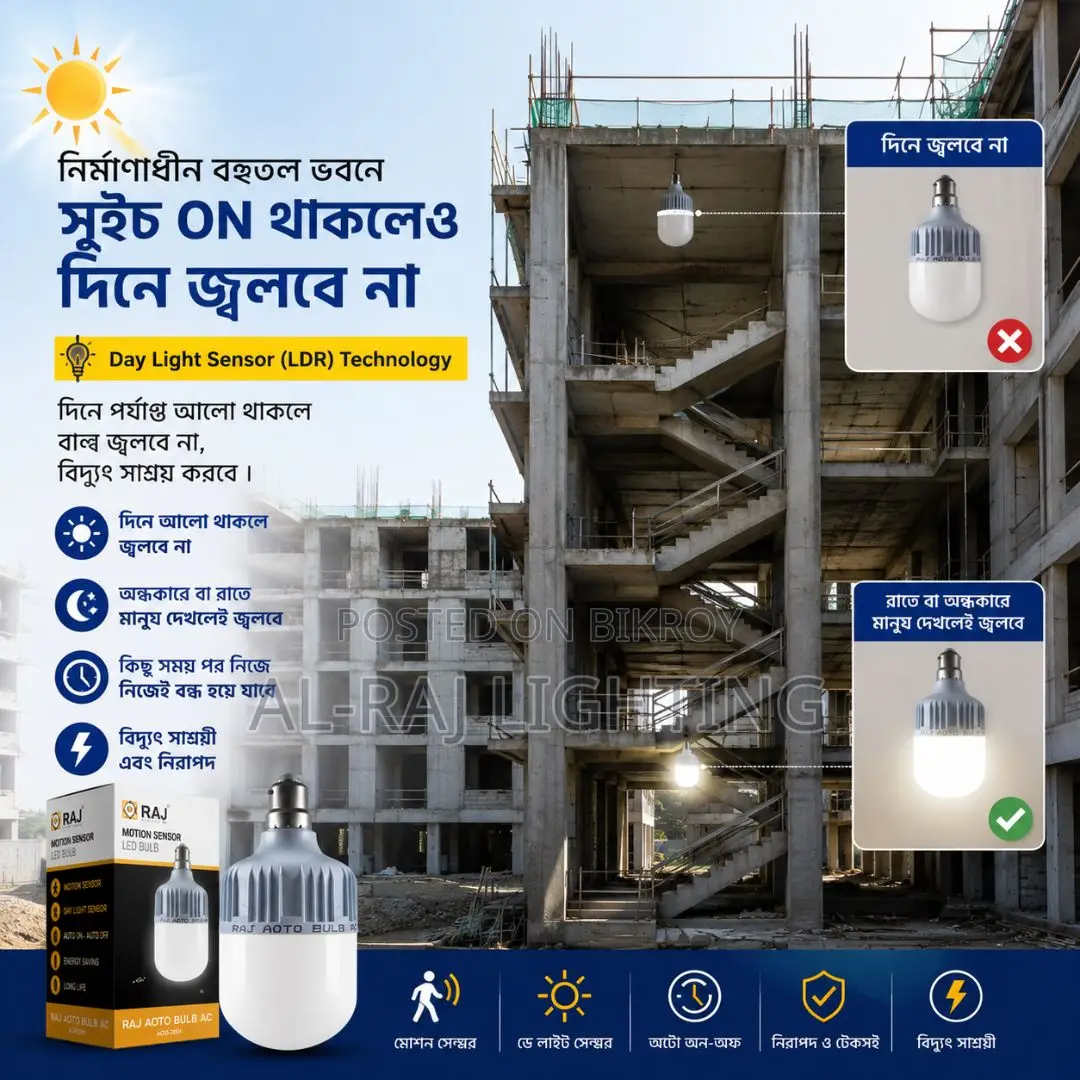 Construction Building Auto Light | Motion Sensor LED Bulb Bangladesh