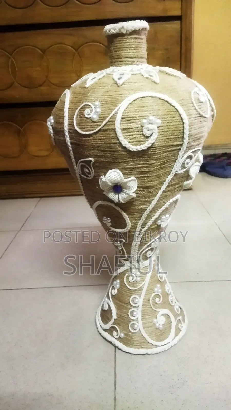সম্পূর্ণ হাতে তৈরি পাটের ফুলদানি