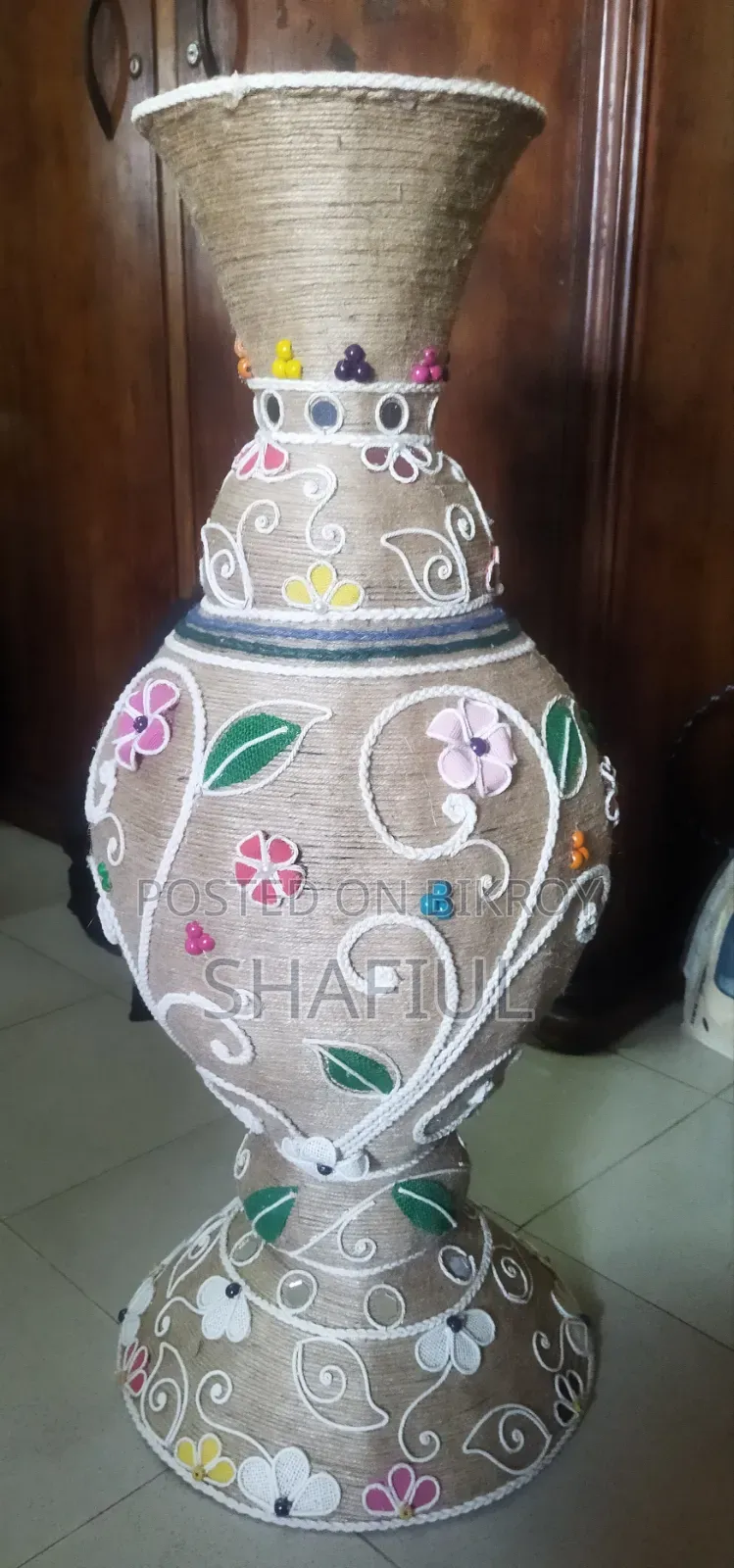 সম্পূর্ণ হাতে তৈরি পাটের ফুলদানি