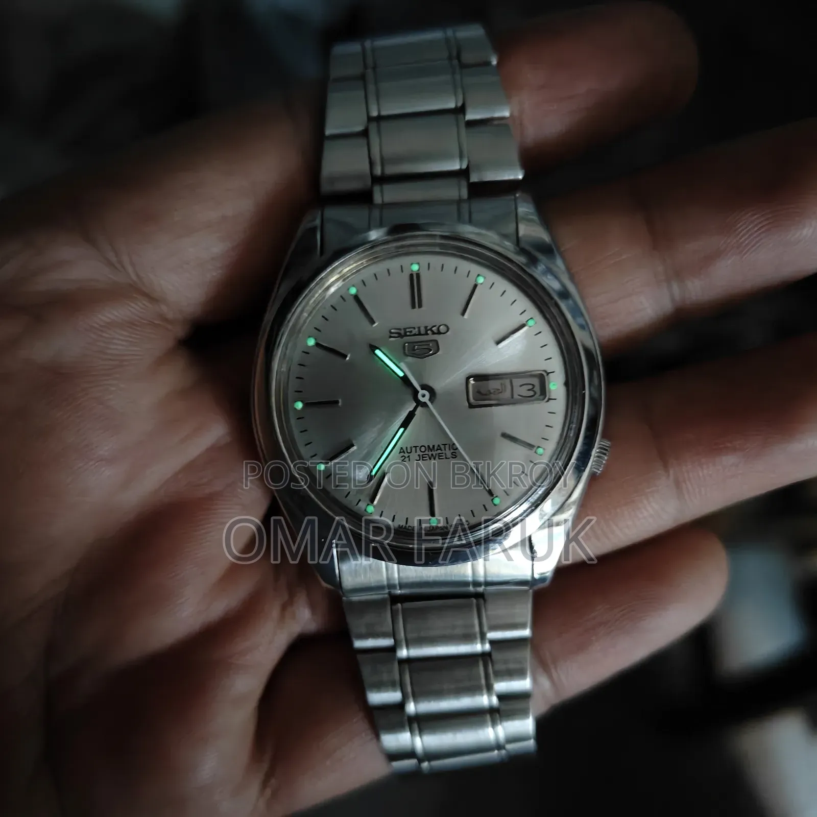 Seiko 5 Automatic 21 Jewels Men's Watch (Luminous Dial, Made in Japan)