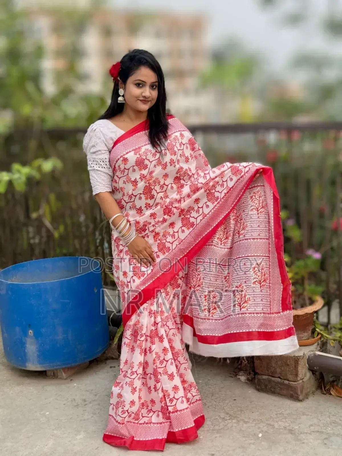 Premium Half Silk Screen Print Saree