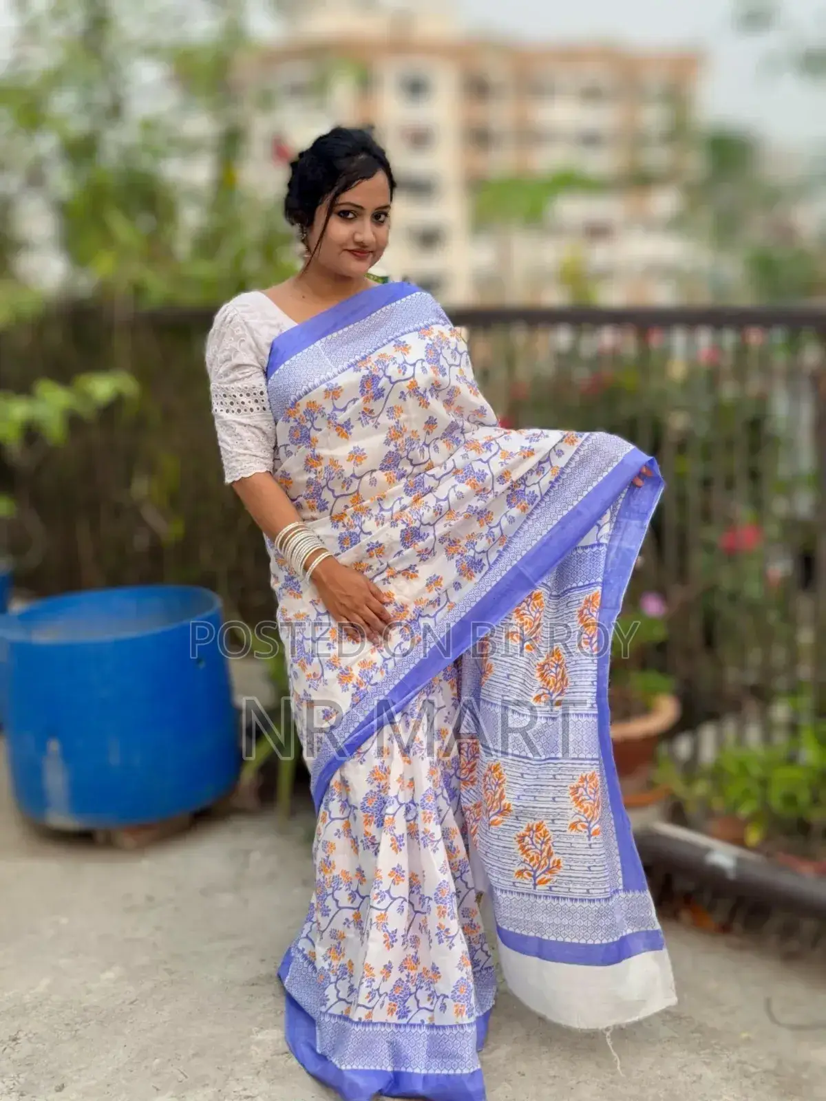 Premium Half Silk Screen Print Saree