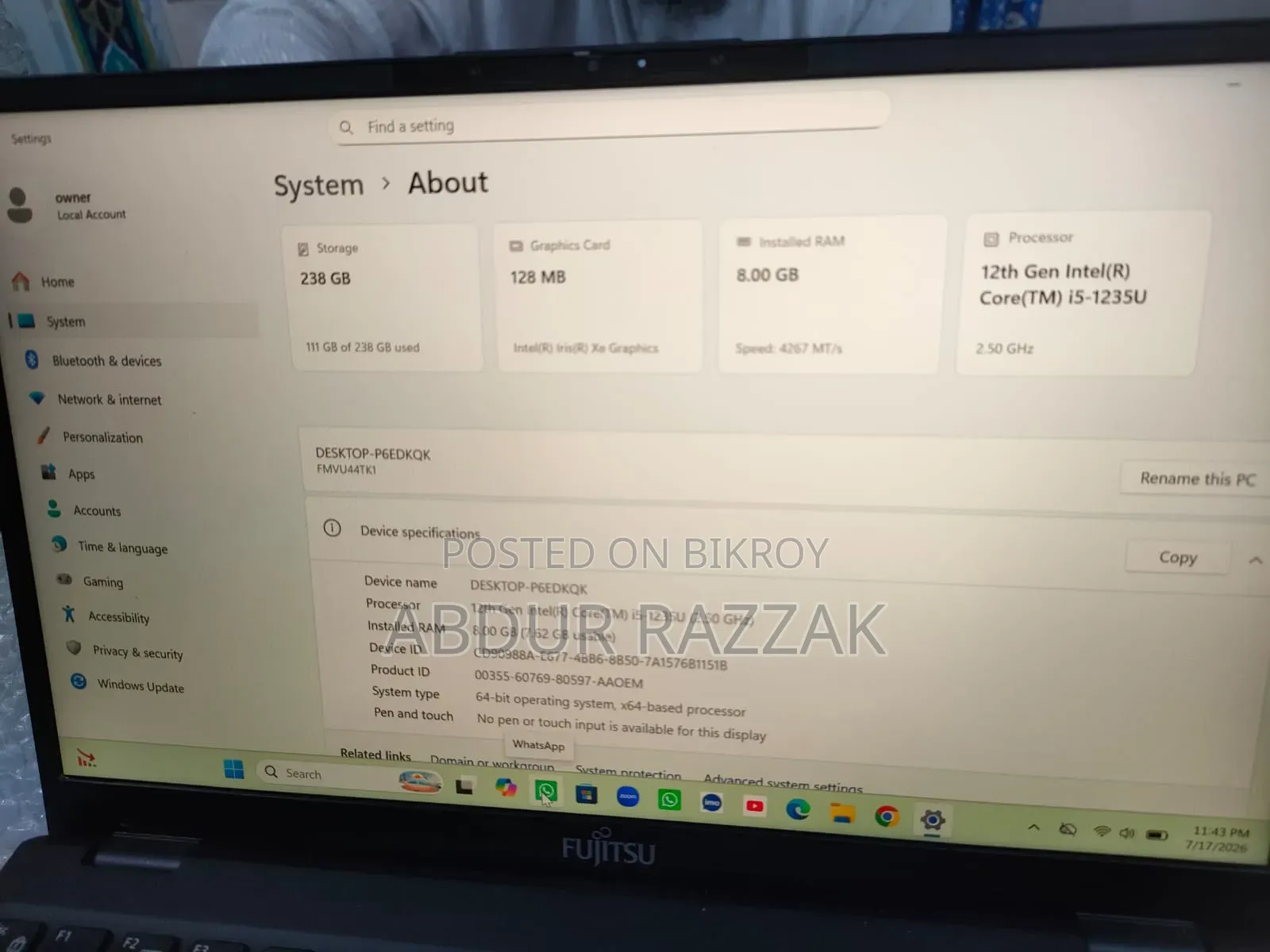 Laptop Fujitsu Lifebook U9312X 8GB Intel Core I5 SSD 256GB