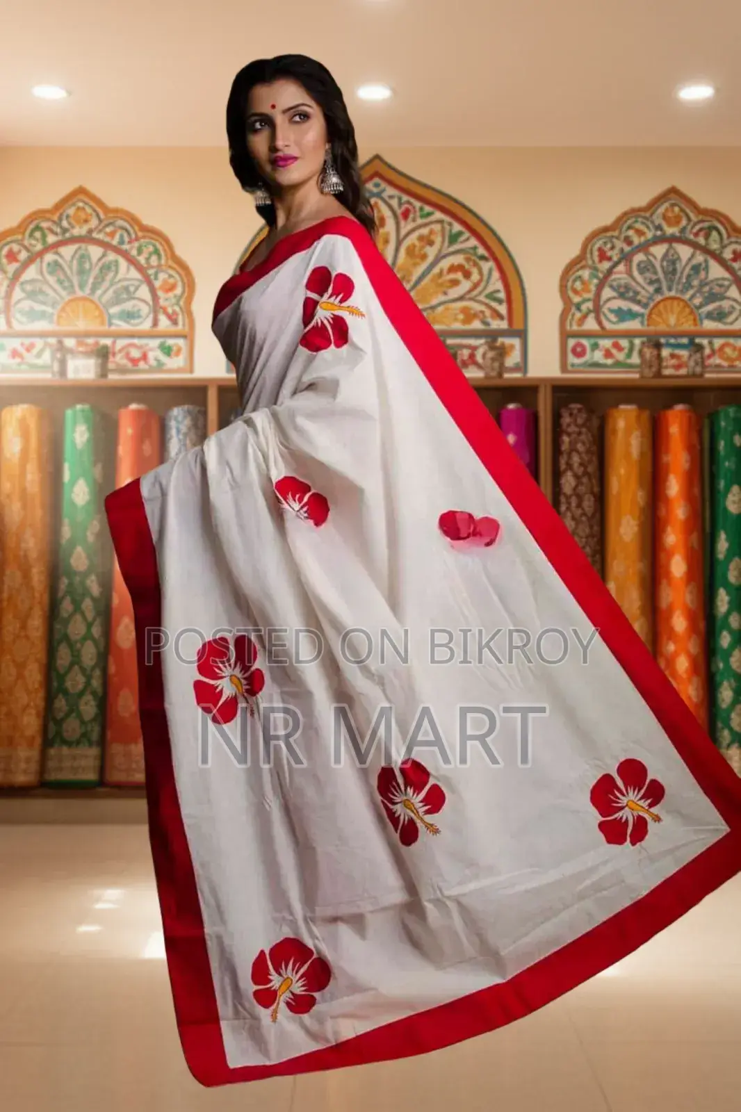 Premium Hand Print Half Silk Saree