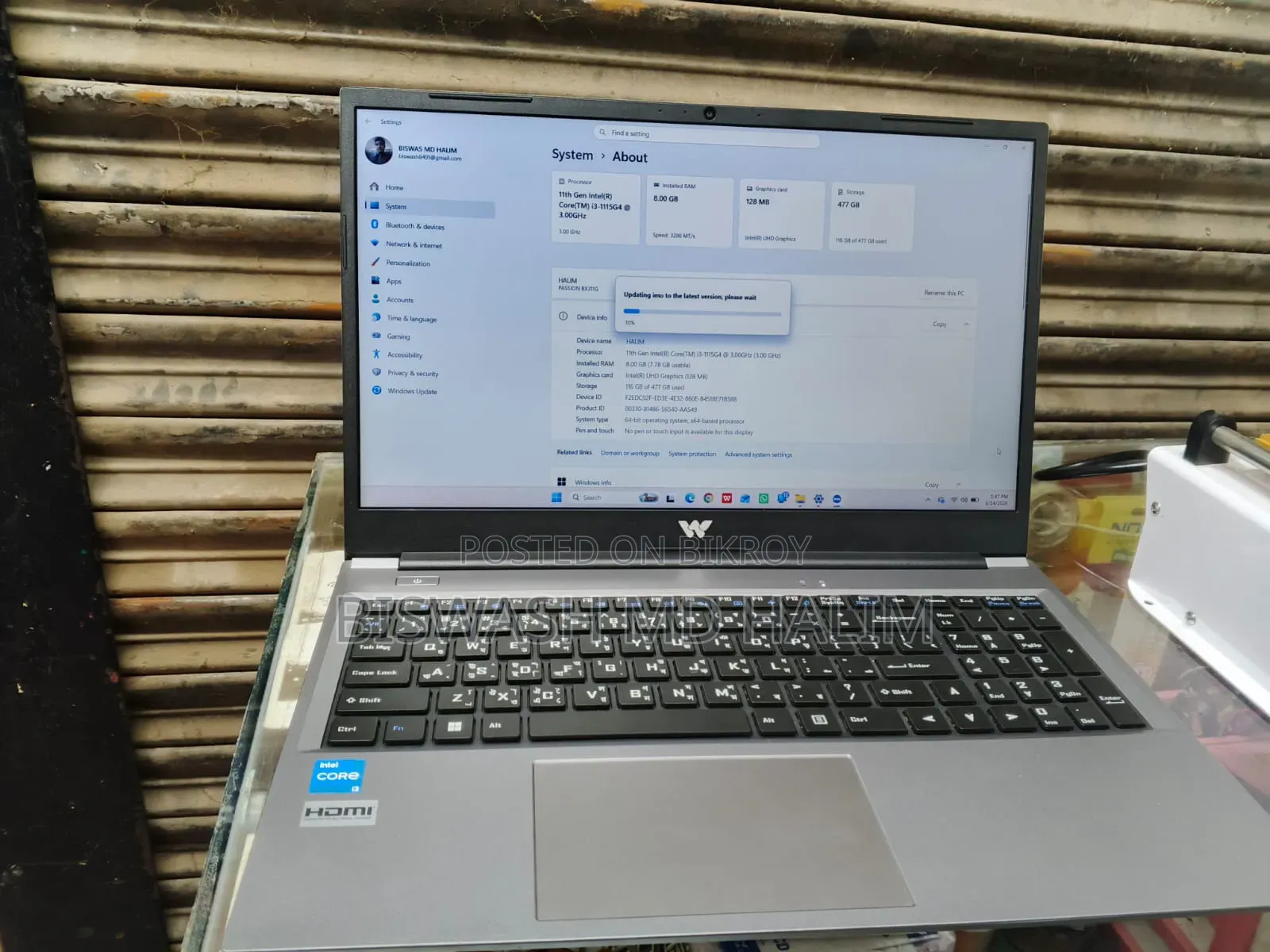 Laptop 8GB Intel Core I3 SSD 512GB