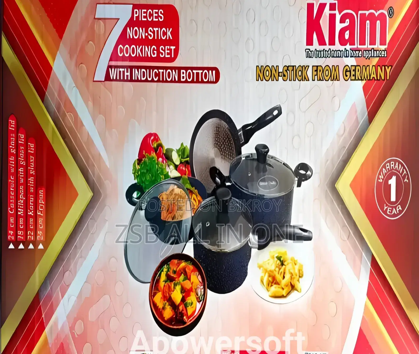 KIAM Non-Stick 7 Pieces Cookware Set With Induction Bottom