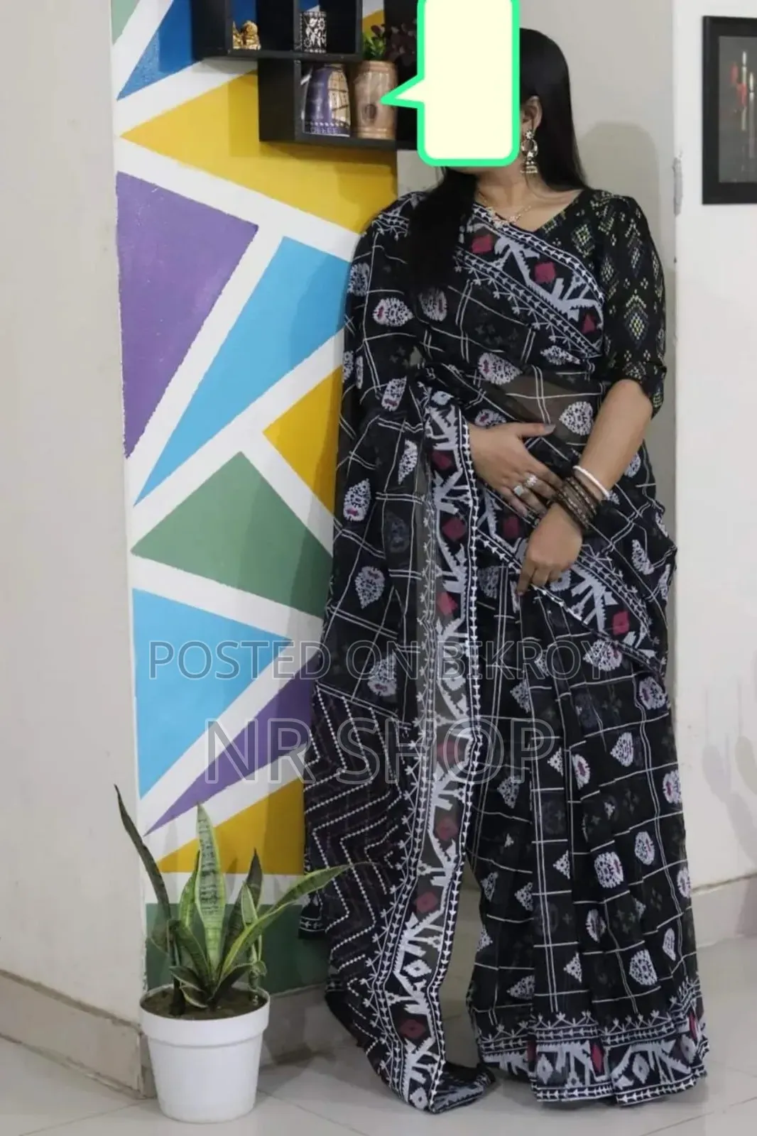 Elegant Half Silk Screen Print Saree