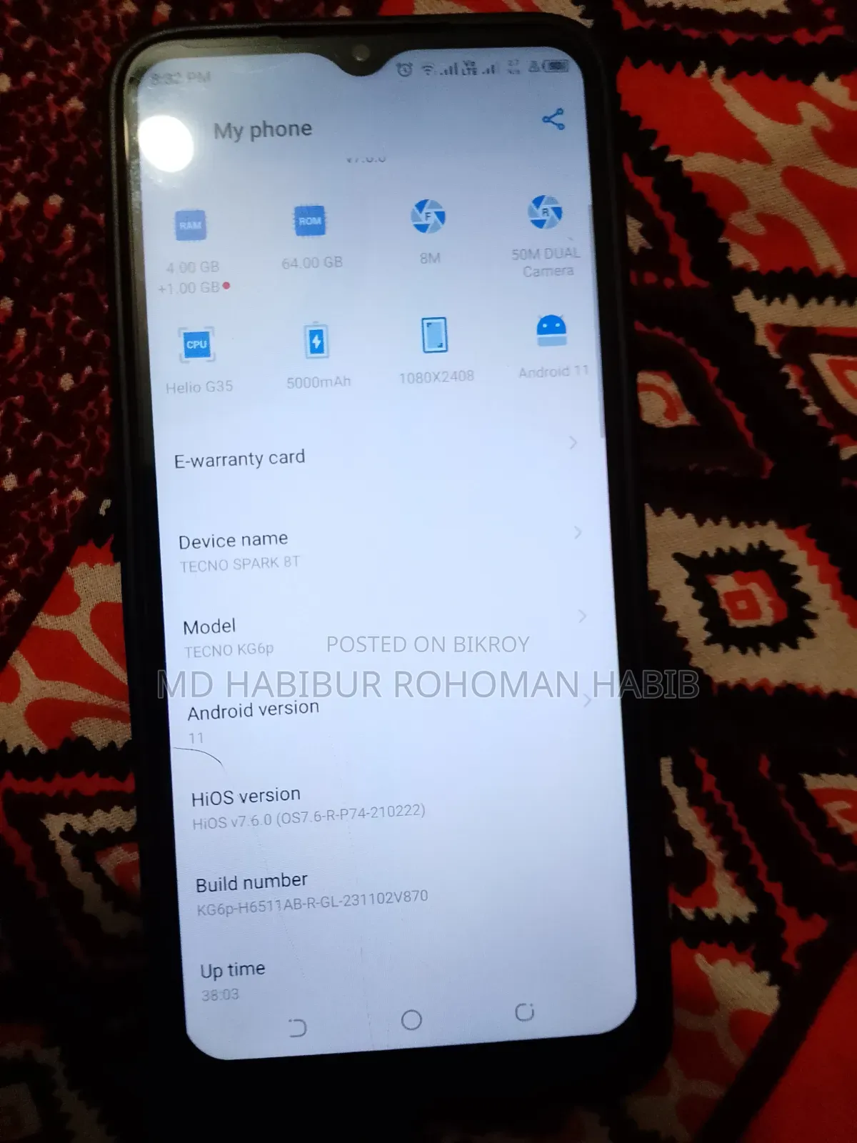 Tecno Spark 8T 64 GB Blue