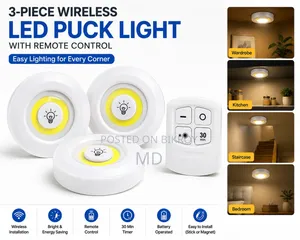 3-Piece Wireless LED Puck Light With Remote Control