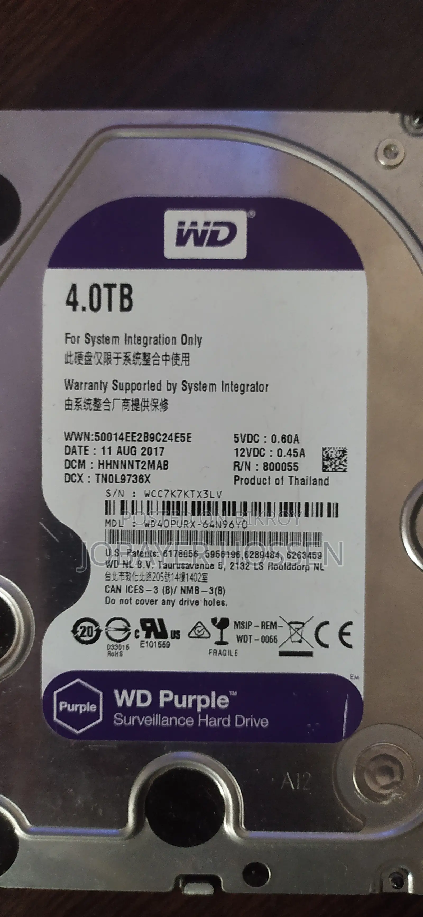 Western Digital 4TB Purple Surveillance HDD Desktop