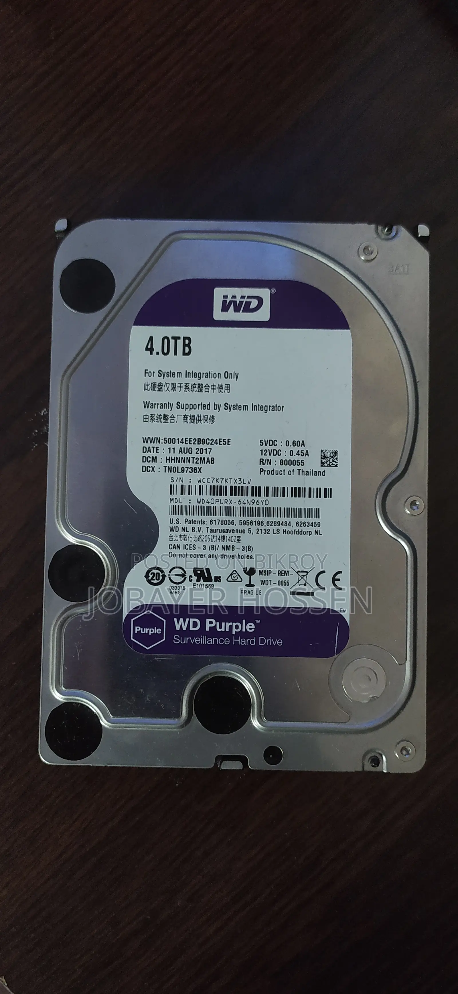 Western Digital 4TB Purple Surveillance HDD Desktop