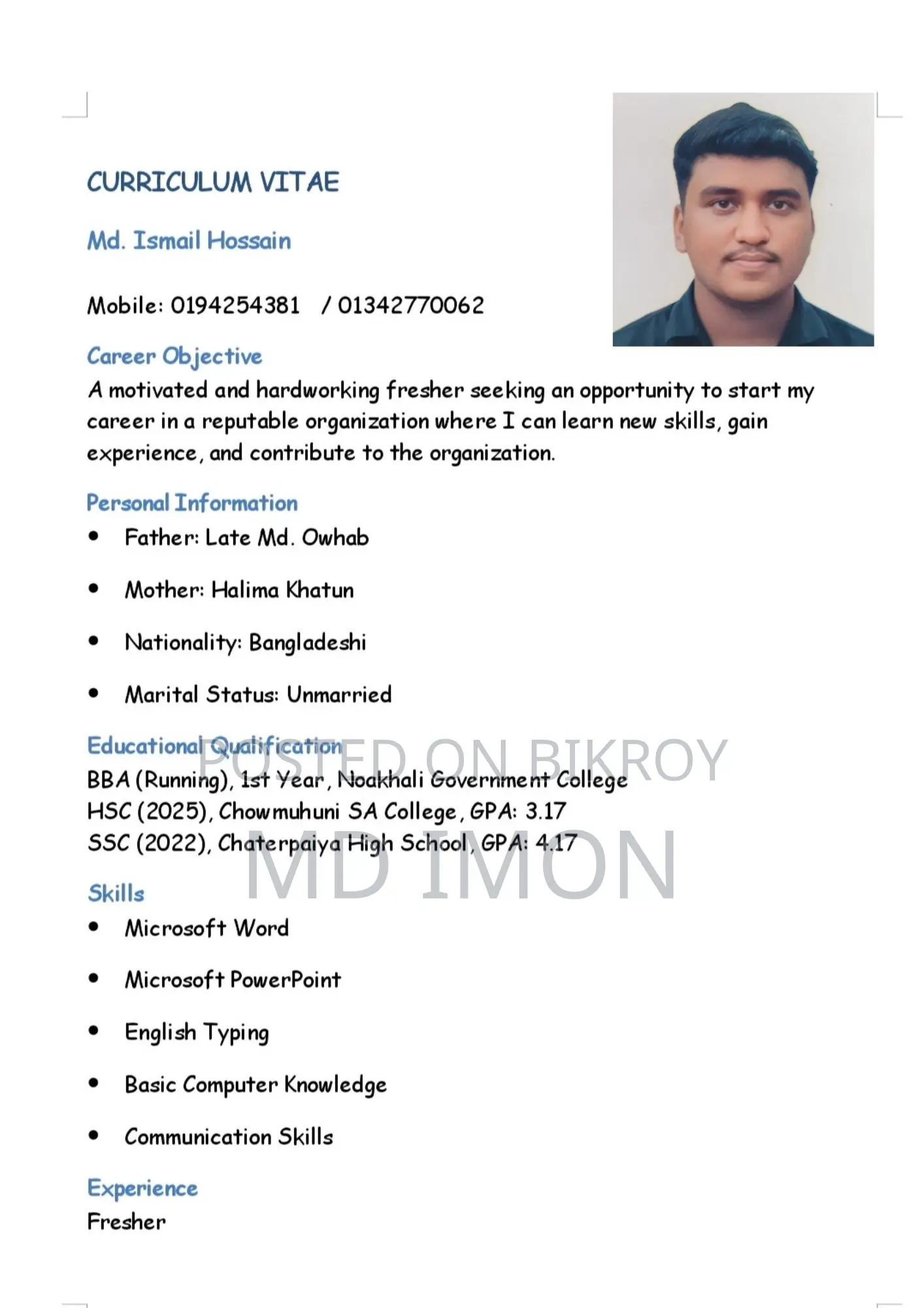 Application for Consultancy Appointment