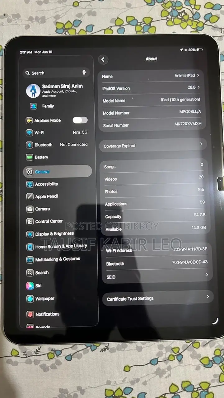Apple iPad 10.2 (2020) Wi-Fi 64 GB Silver