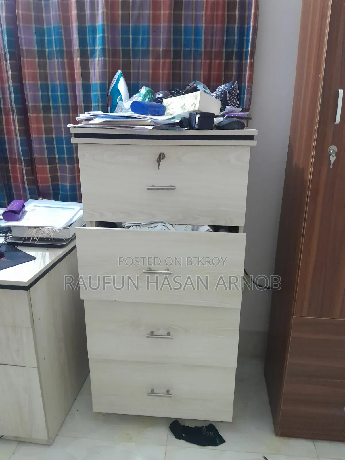 4 Drawer Wooden Dresser/Storage Cabinet – 1 Year Used – 4,000 BDT