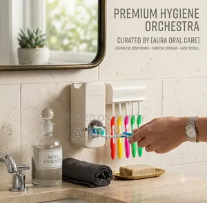 Automatic Toothpaste Dispenser 5 Toothbrush Holder Set