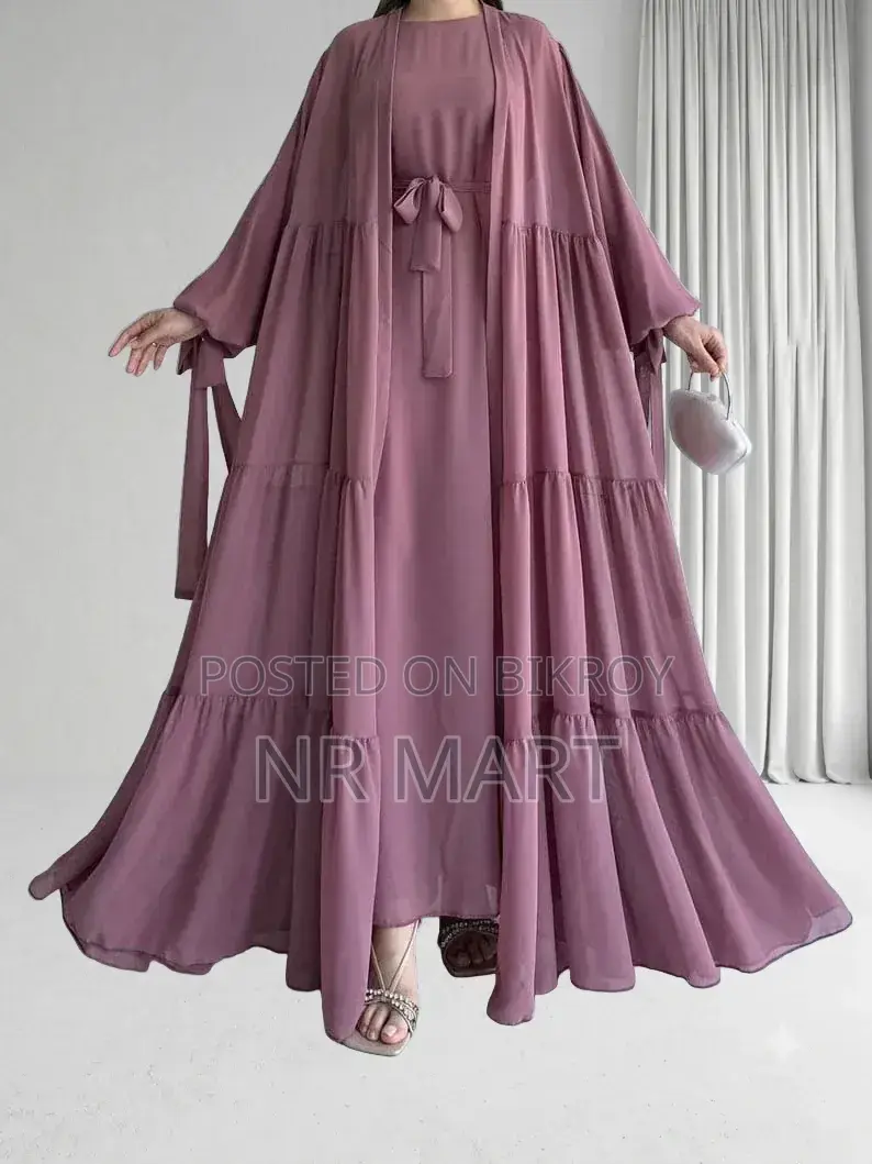 Premium Takbir Burqa (With Hijab) | Dubai Cherry Fabric | Full Set