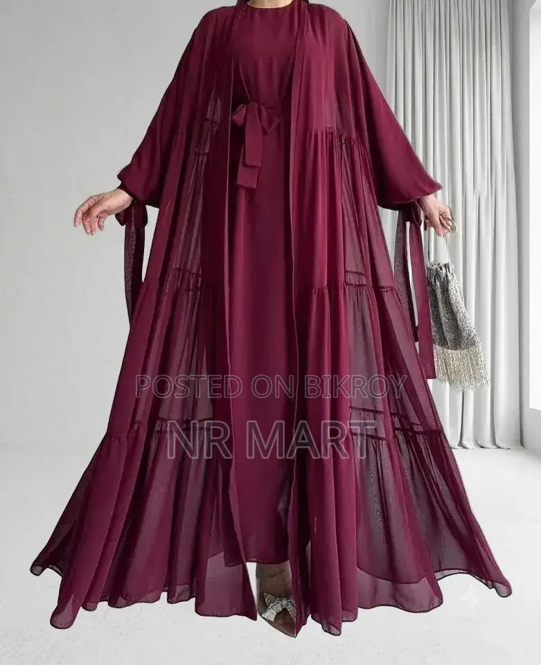 Premium Takbir Burqa (With Hijab) | Dubai Cherry Fabric | Full Set