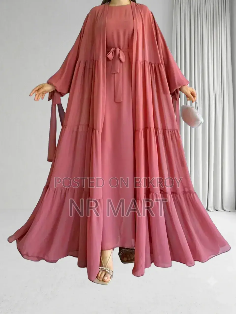 Premium Takbir Burqa (With Hijab) | Dubai Cherry Fabric | Full Set