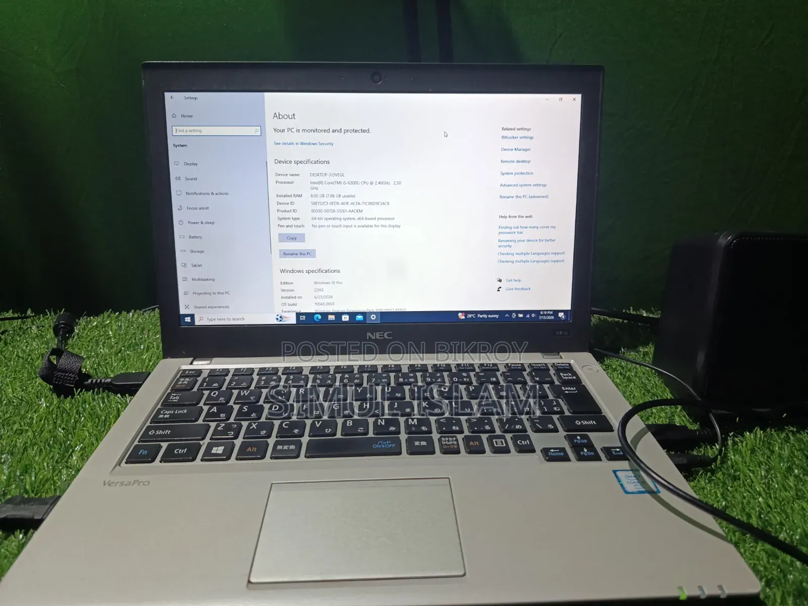 Laptop NEC 8GB Intel Core i5 SSD 256GB