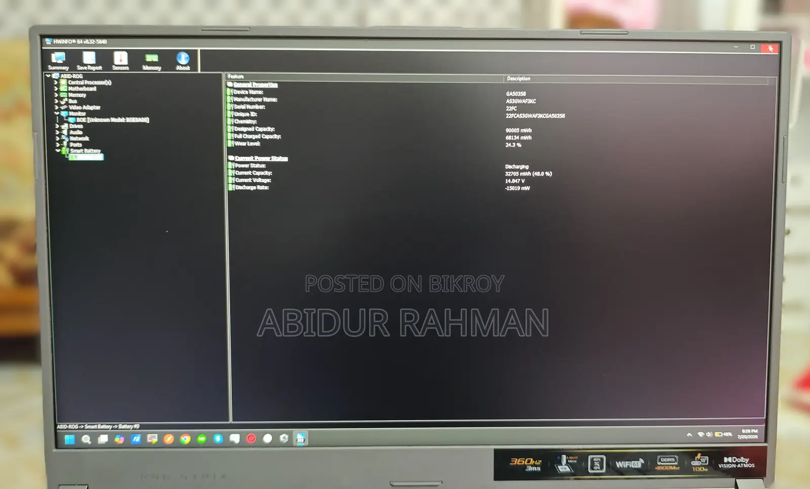 Laptop Asus ROG Strix G17 32GB AMD Ryzen 7 SSD 1T