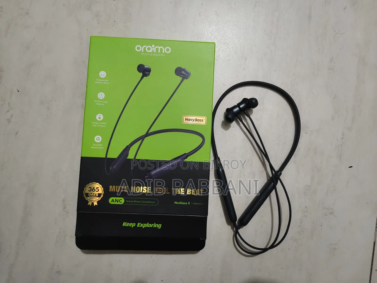 Oraimo Necklace 5 Noise Cancellation Wireless Headphone With Warranty
