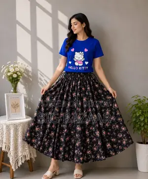 Linen Skirt and T-Shirt Set