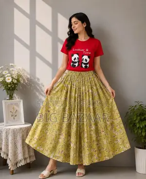 Linen Skirt and T-Shirt Set