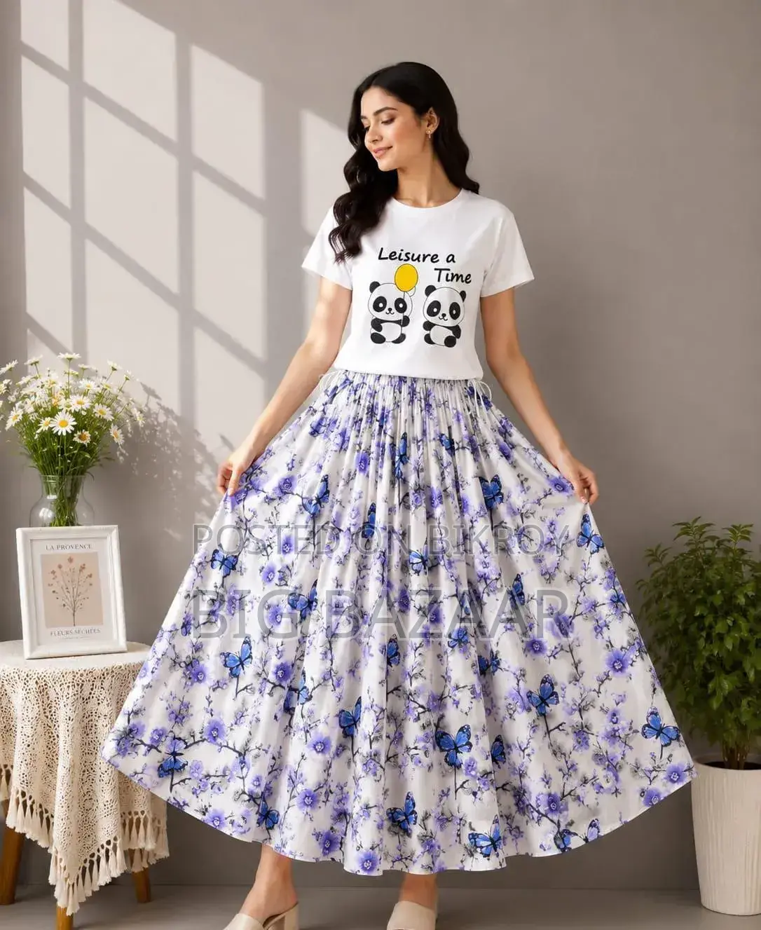 Linen Skirt and T-Shirt Set