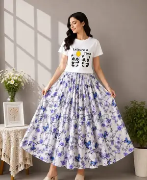 Linen Skirt and T-Shirt Set