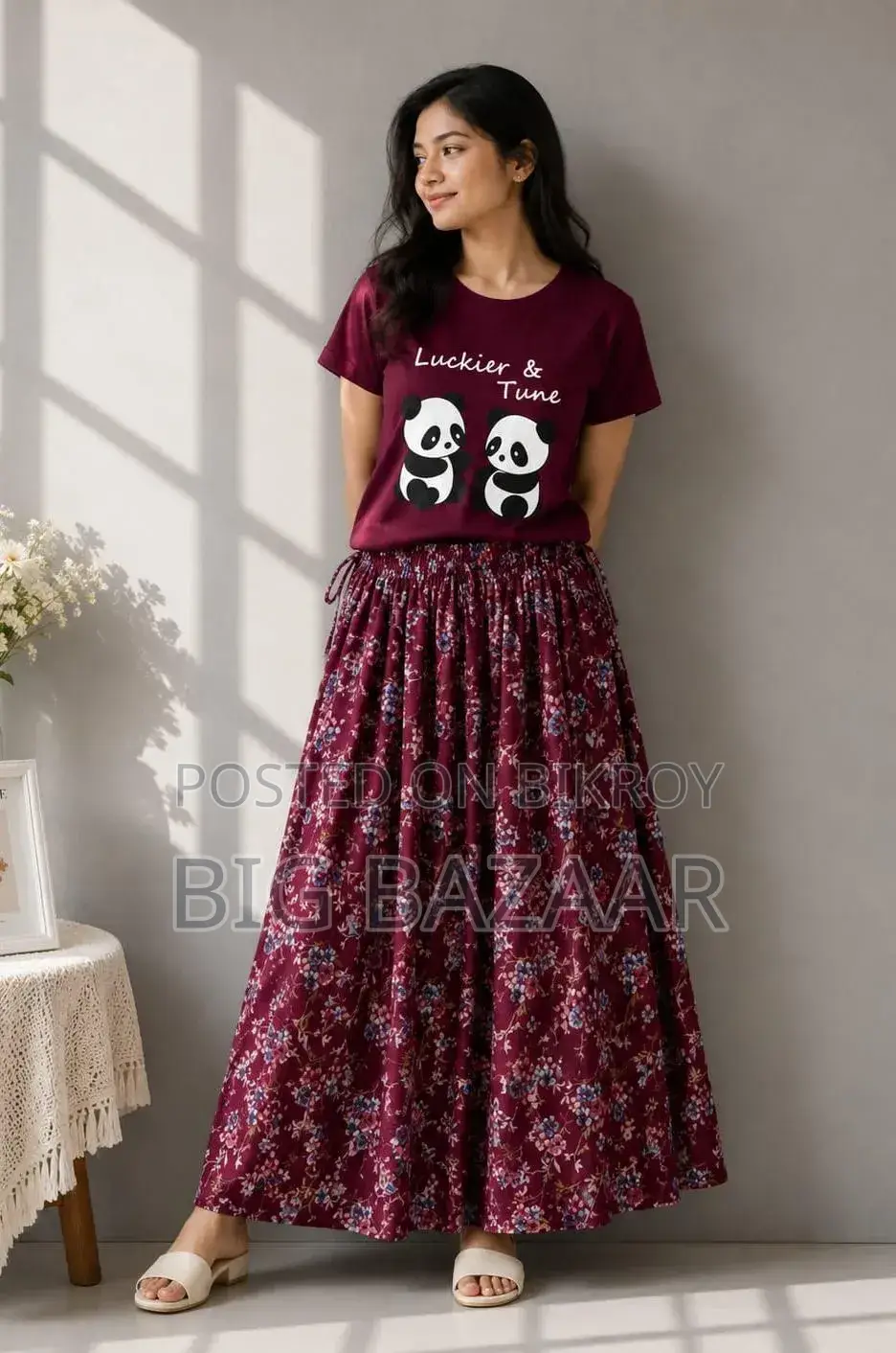 Linen Skirt and T-Shirt Set