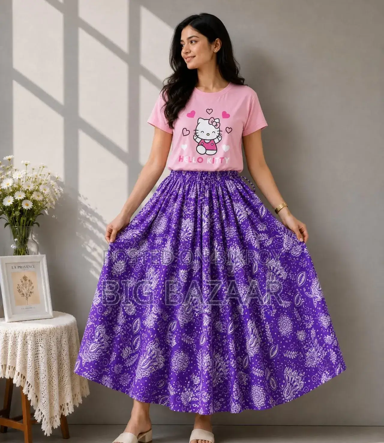Linen Skirt and T-Shirt Set