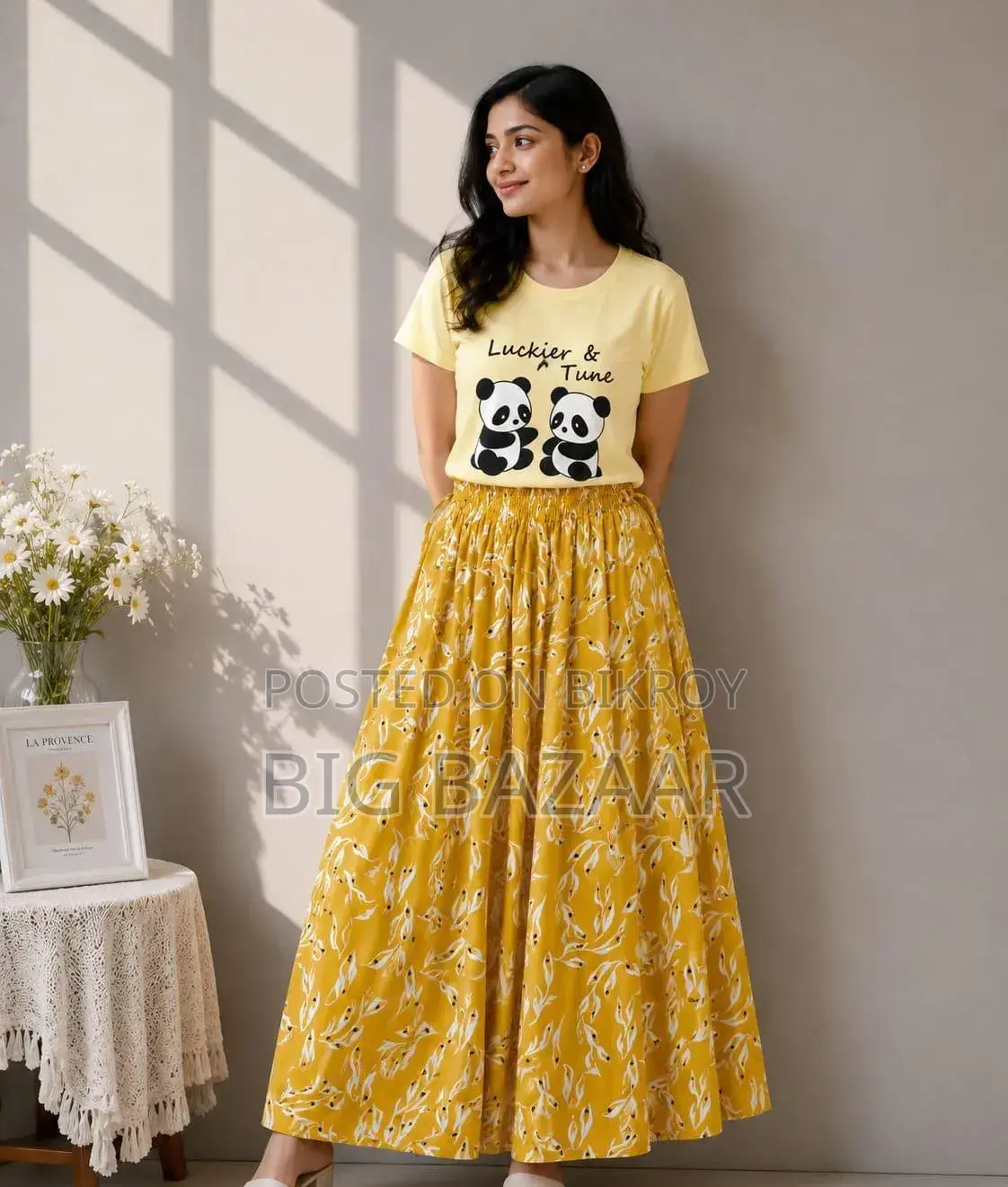 Linen Skirt and T-Shirt Set