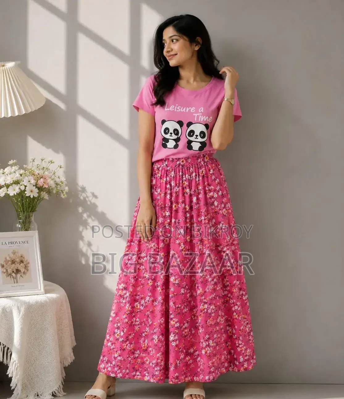 Linen Skirt and T-Shirt Set