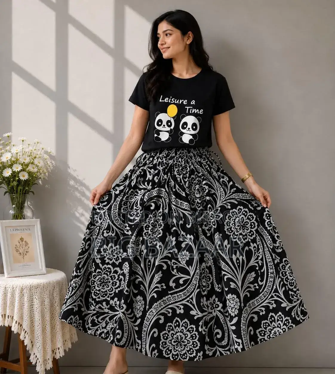 Linen Skirt and T-Shirt Set
