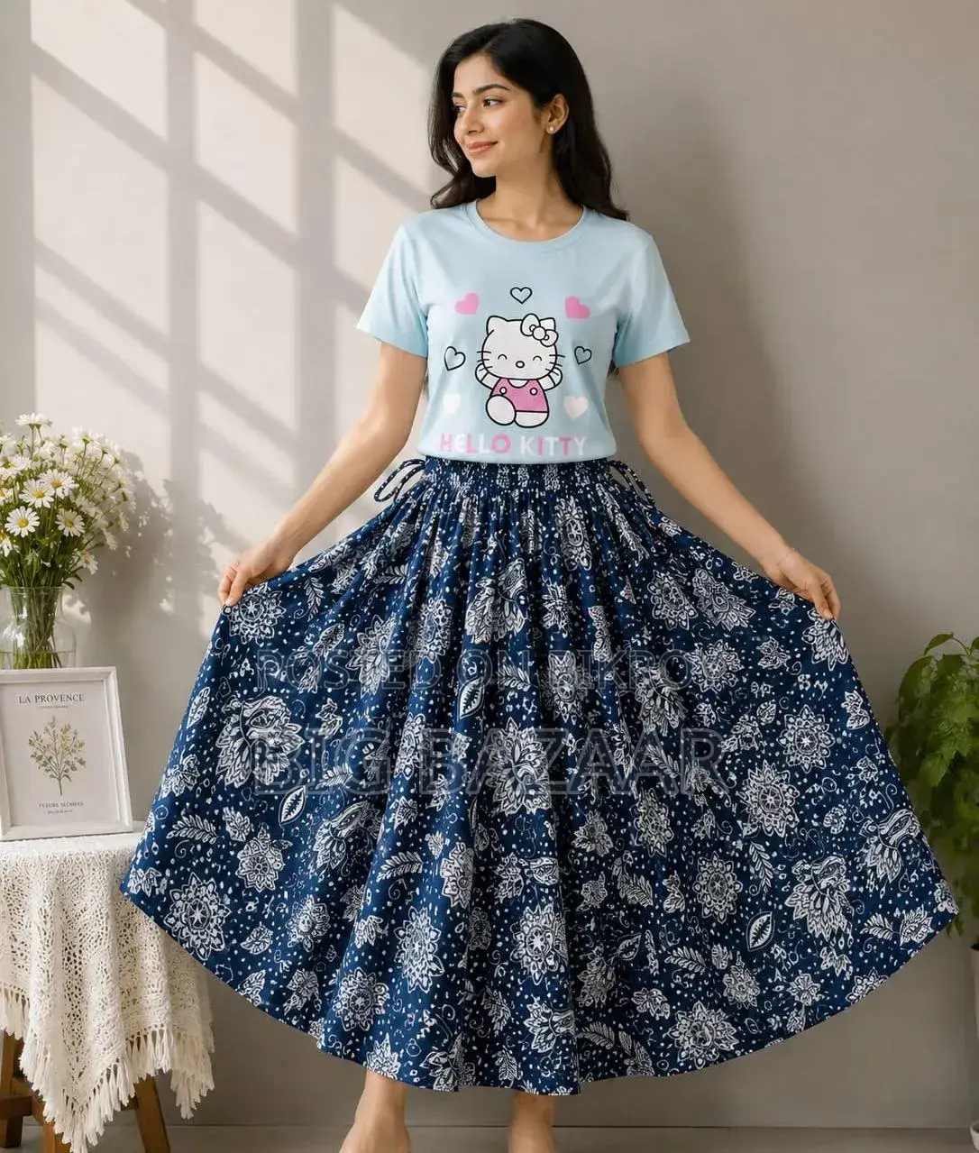 Linen Skirt and T-Shirt Set