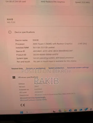 Desktop Computer MSI Model 16GB AMD Ryzen 5 SSD 256GB
