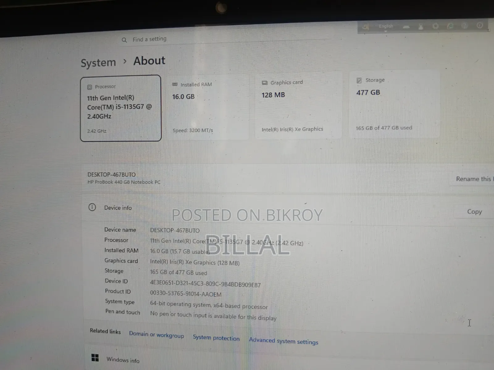 Laptop HP ProBook 440 G8 16GB Intel Core I5 SSD 512GB