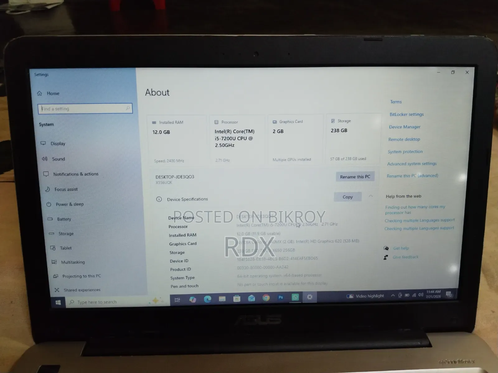 Laptop Asus X550CA 12GB Intel Core i5 SSD 250GB