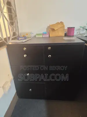 Used Black Office Side Cabinet With Drawers