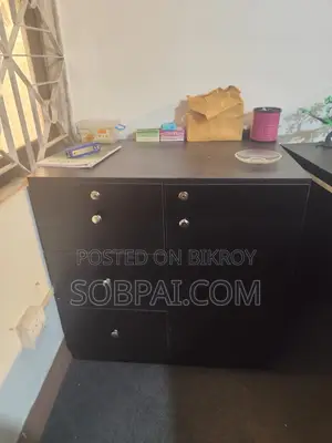 Used Black Office Side Cabinet With Drawers