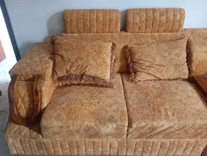 5-seater sofa, corner, and a tea table with tea stand for sale