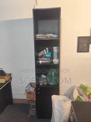 Used Tall Black Office Bookshelf File Cabinet (6.6 Ft X 1.6 Ft)