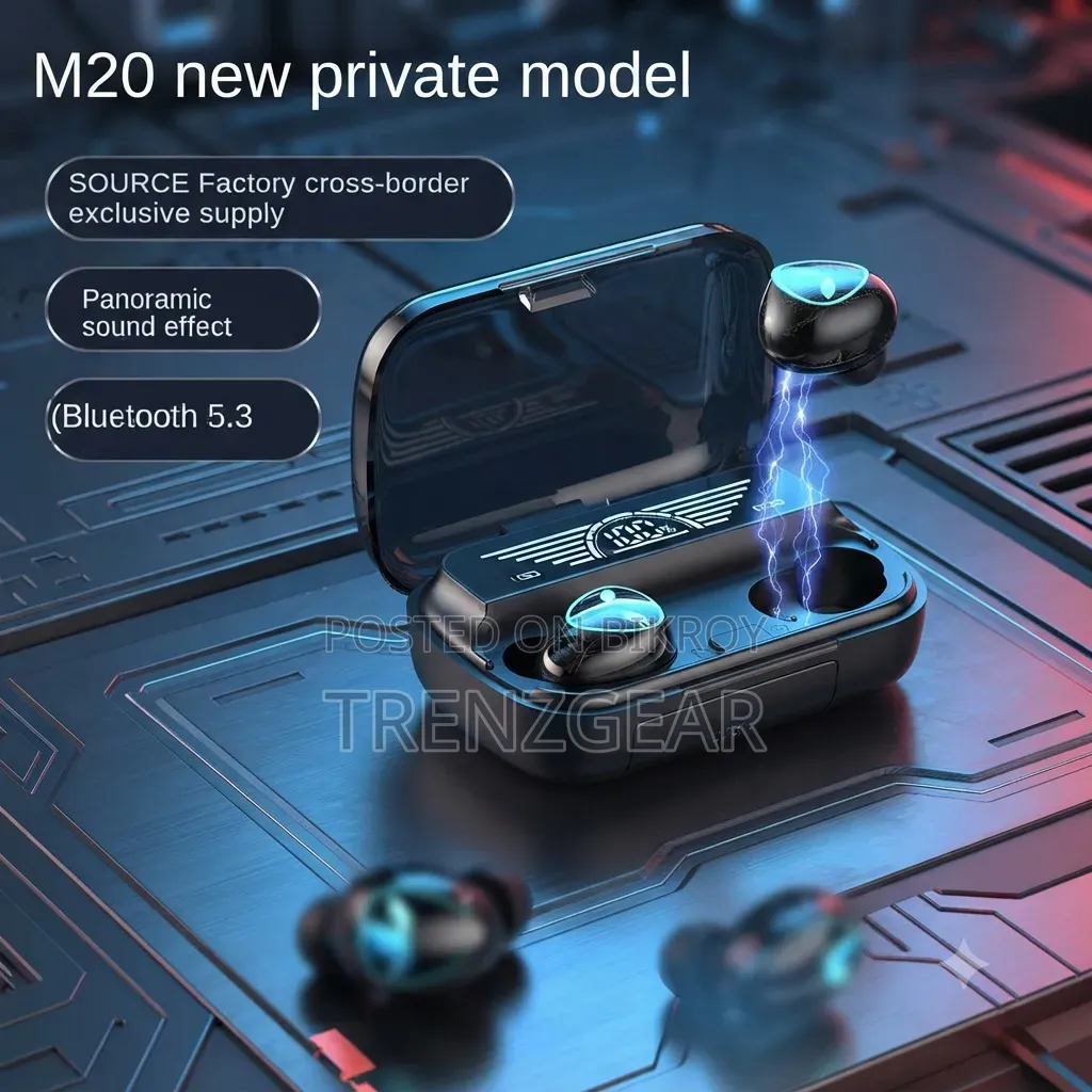 M20 Bluetooth 5.3 Wireless Earbuds Premium Sound and Modern Design